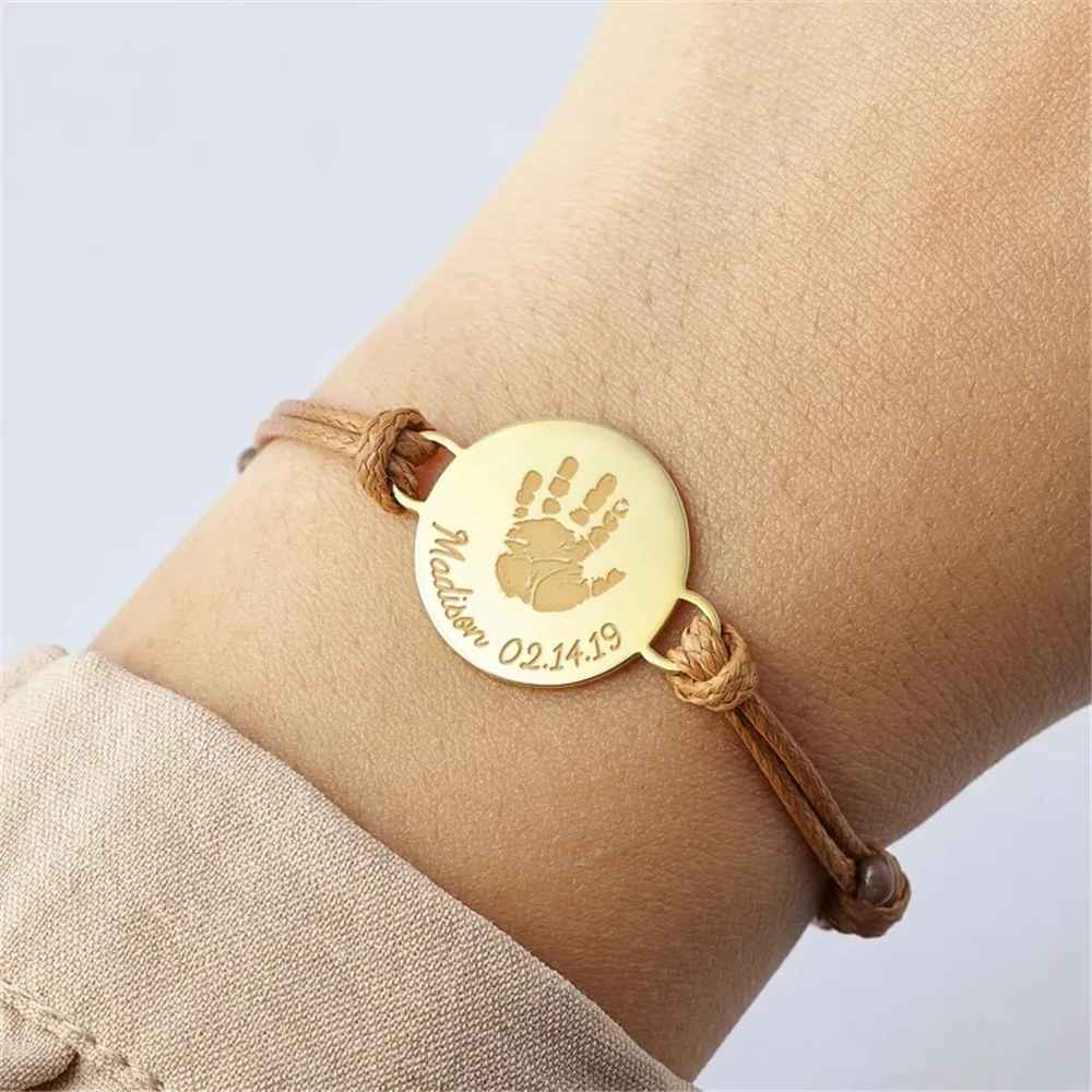 Gravur-Armband mit Baby-Fuß- oder Handabdruck (Personalisiert)