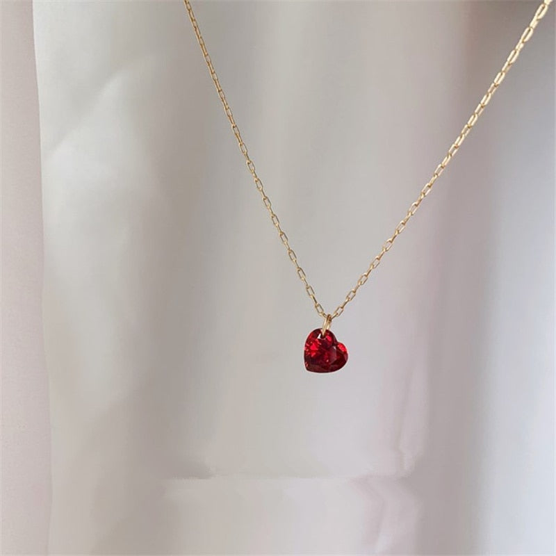 Rubin Herz Kette 925 Silber