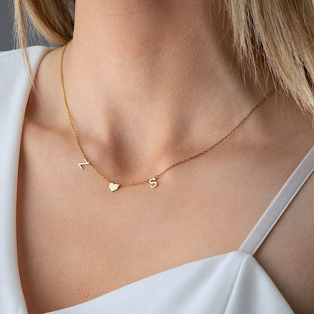 TWO LETTERS WITH HEART CHAIN