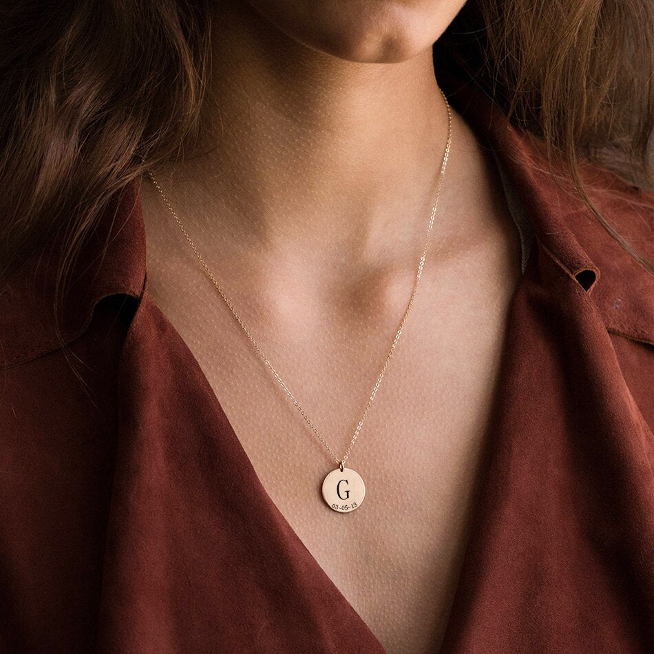 Plättchen Kette mit Initiale & Datum (Personalisiert)
