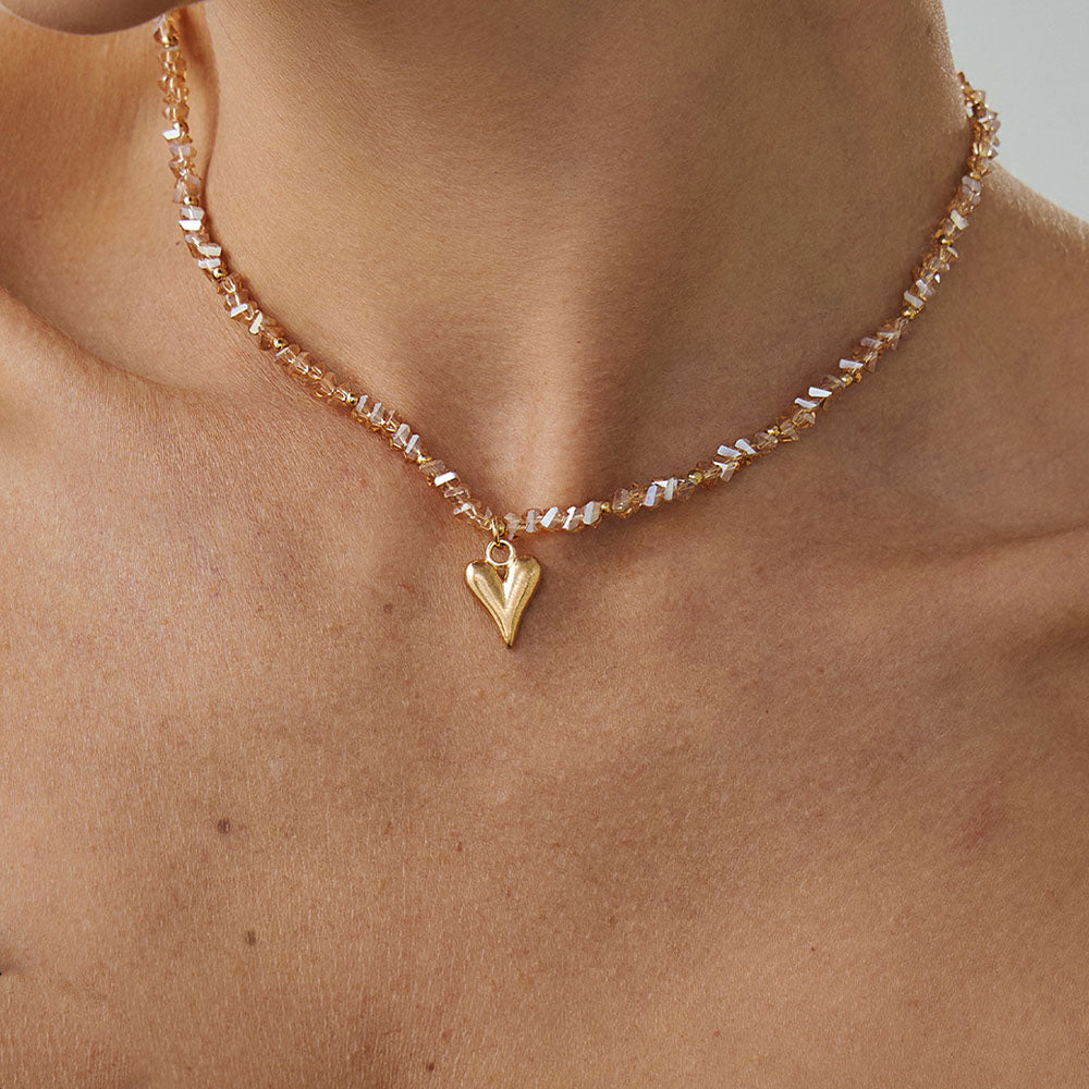 Kristall-Herz Kette