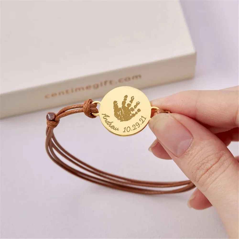Gravur-Armband mit Baby-Fuß- oder Handabdruck (Personalisiert)