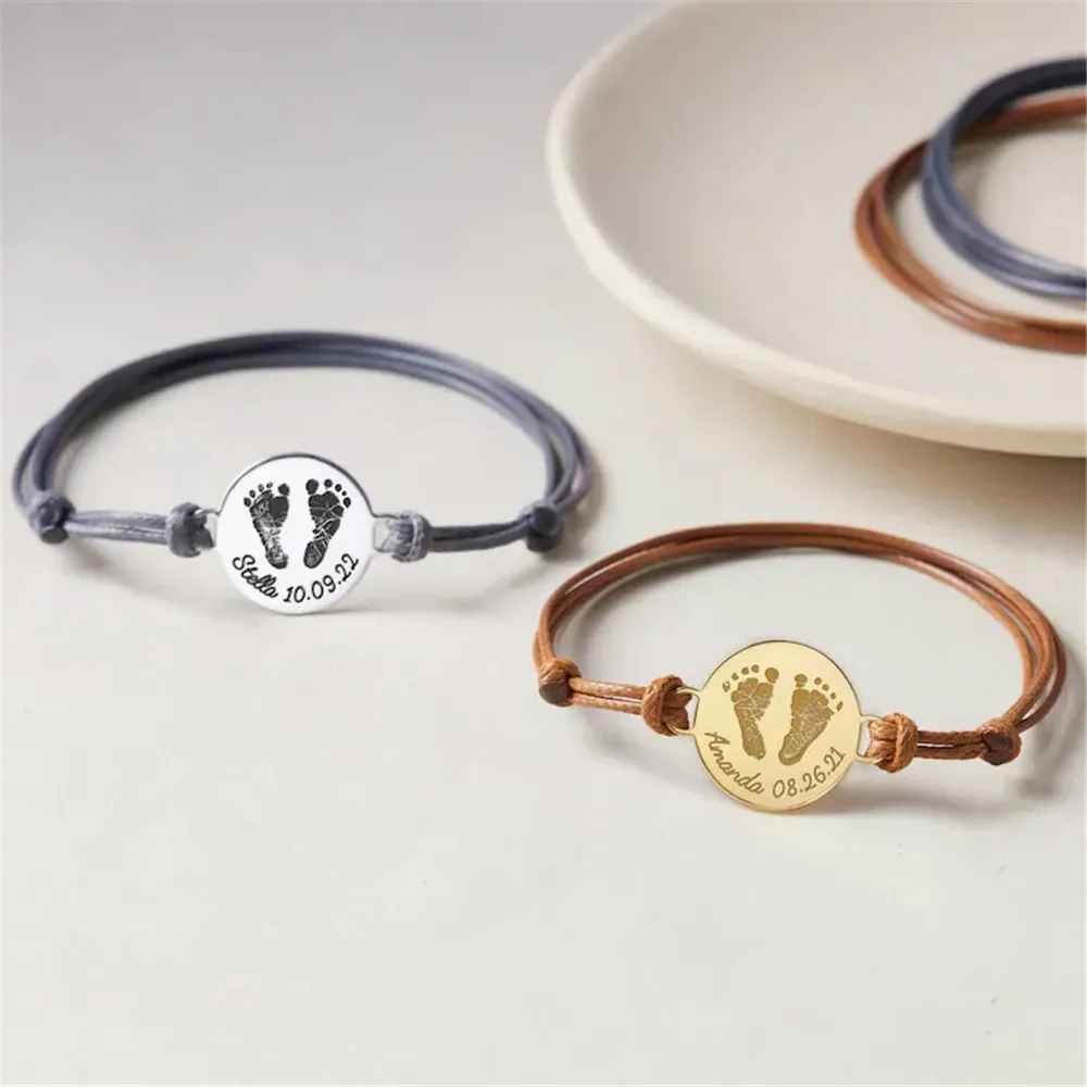 Gravur-Armband mit Baby-Fuß- oder Handabdruck (Personalisiert)