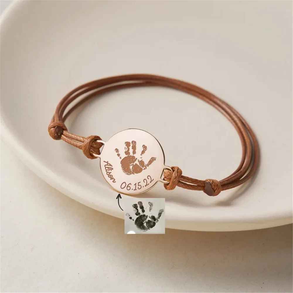 Gravur-Armband mit Baby-Fuß- oder Handabdruck (Personalisiert)