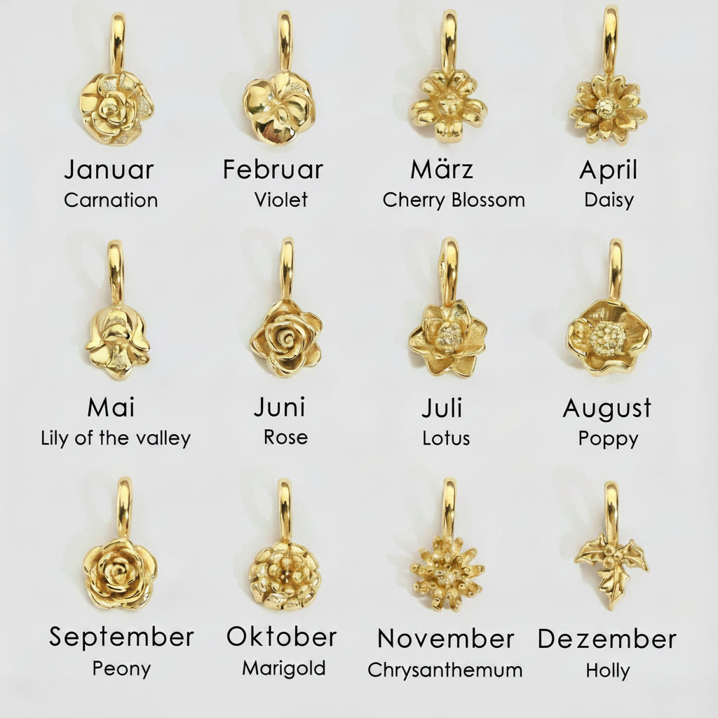 Geburtsblüten-Charm + Kette Set