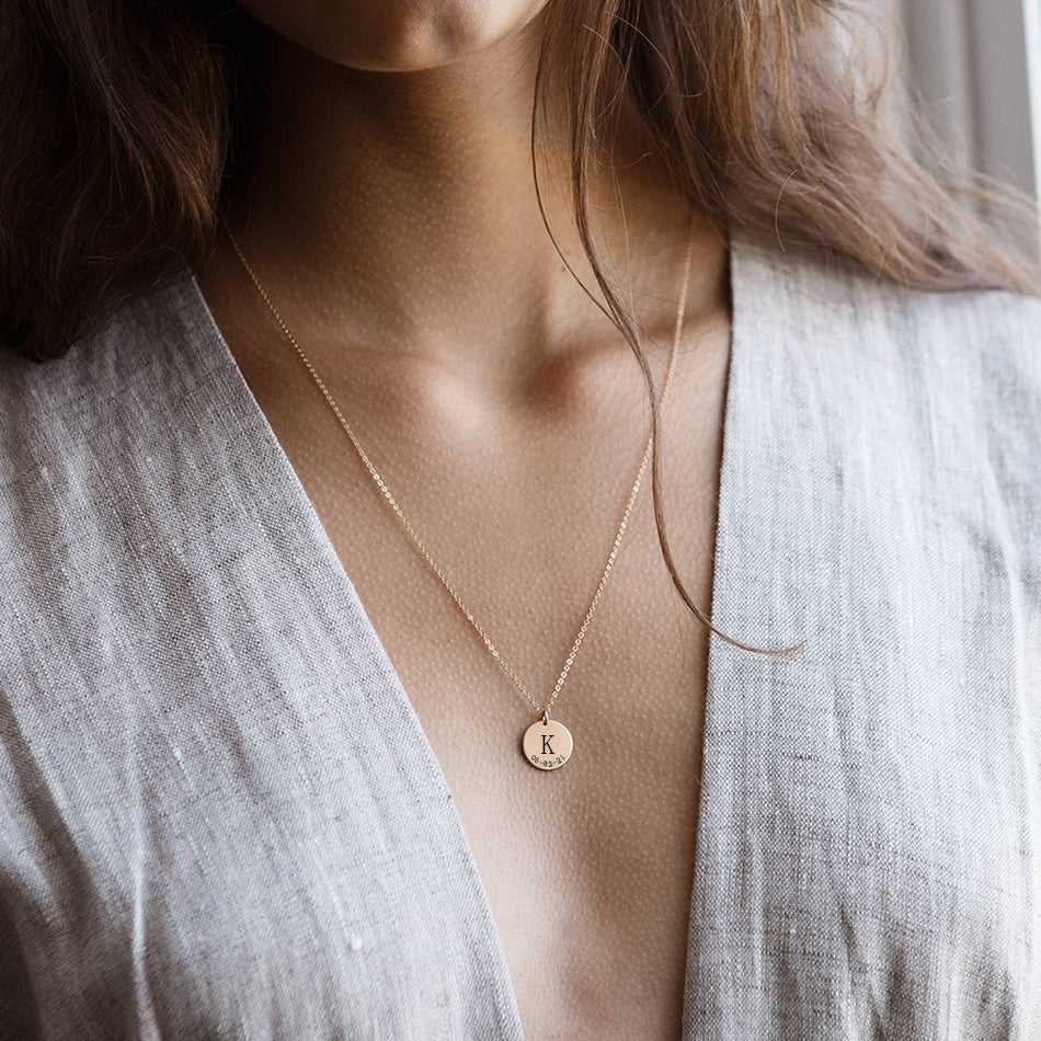 Plättchen Kette mit Initiale & Datum (Personalisiert)