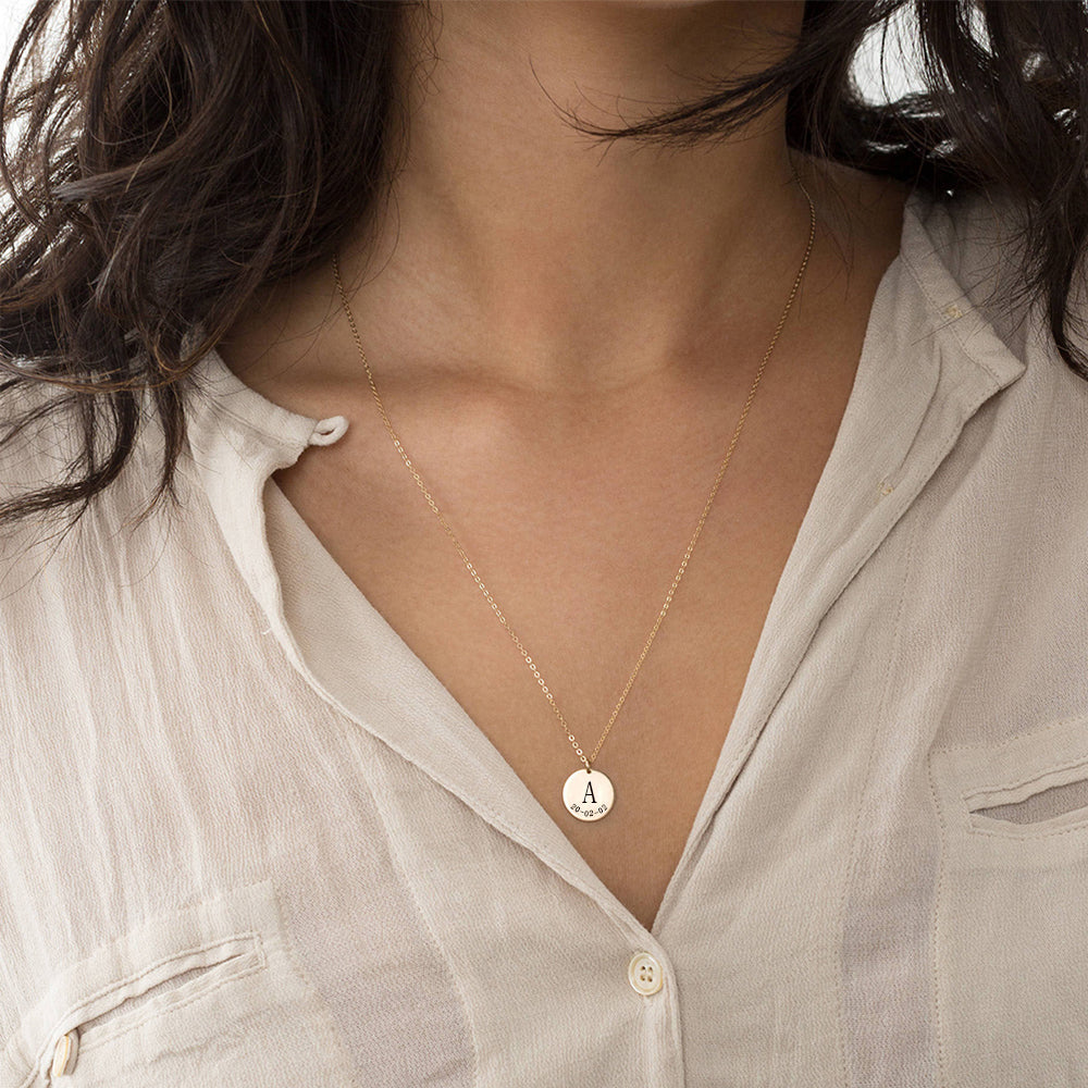 Plättchen Kette mit Initiale & Datum (Personalisiert)