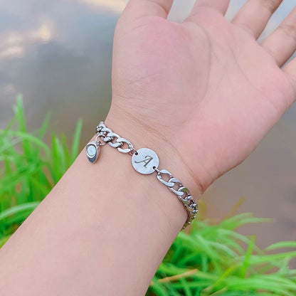 Partnerarmbänder Cuban mit Herz-Magnet