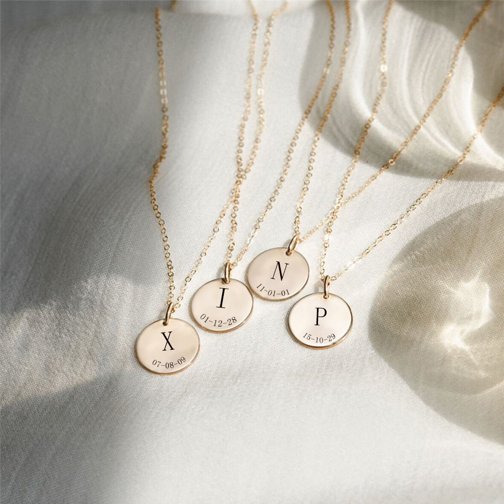 Plättchen Kette mit Initiale & Datum (Personalisiert)