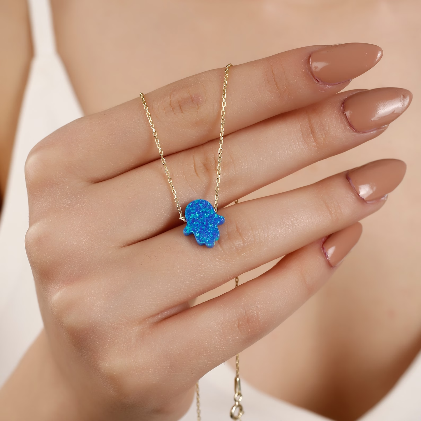Fatimas Hand Blau Kette
