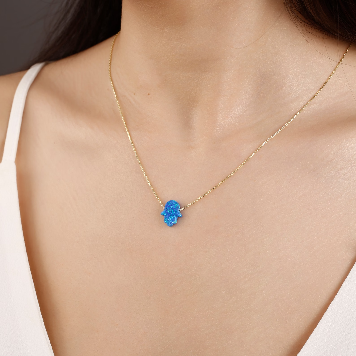 Fatimas Hand Blau Kette