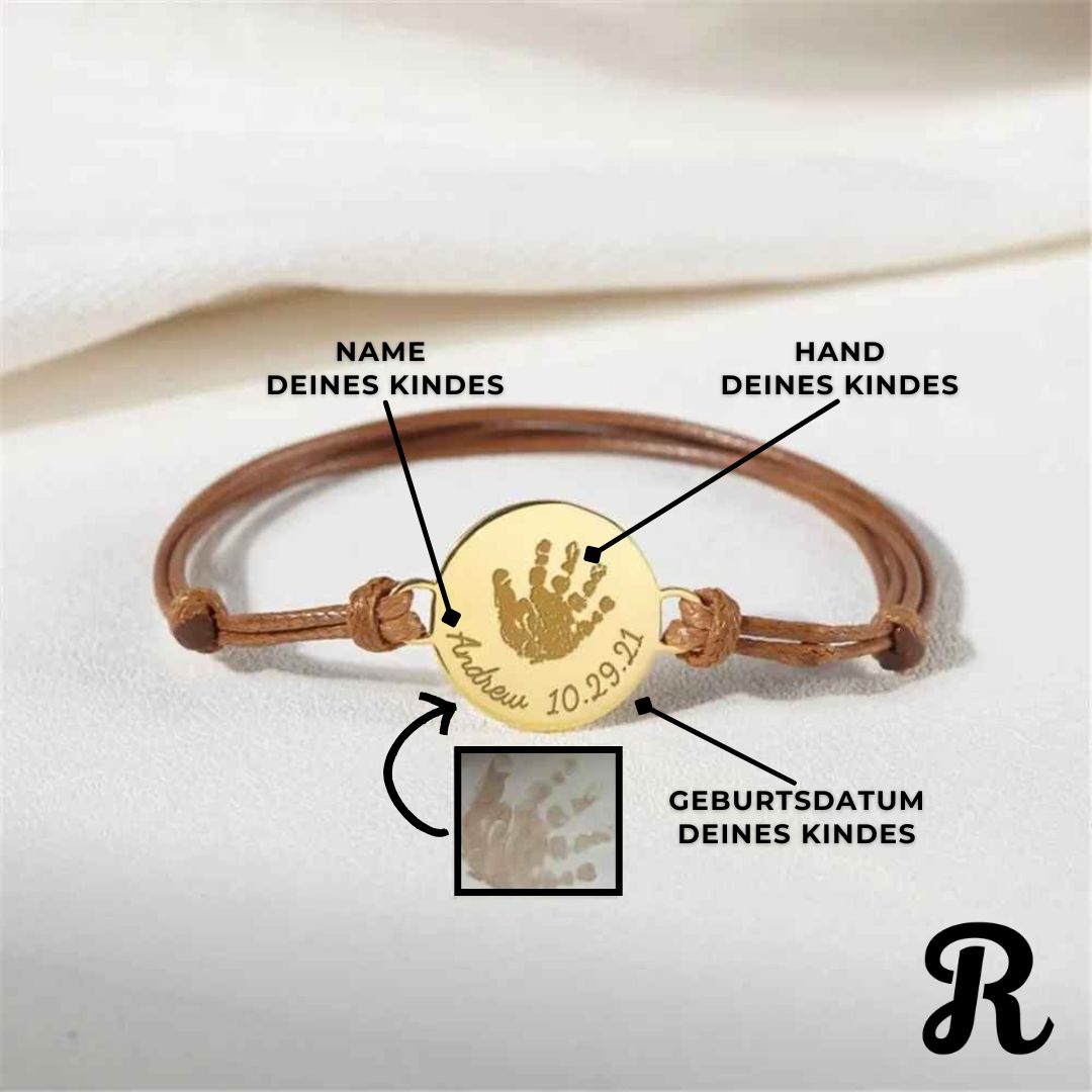 Gravur-Armband mit Baby-Fuß- oder Handabdruck (Personalisiert)
