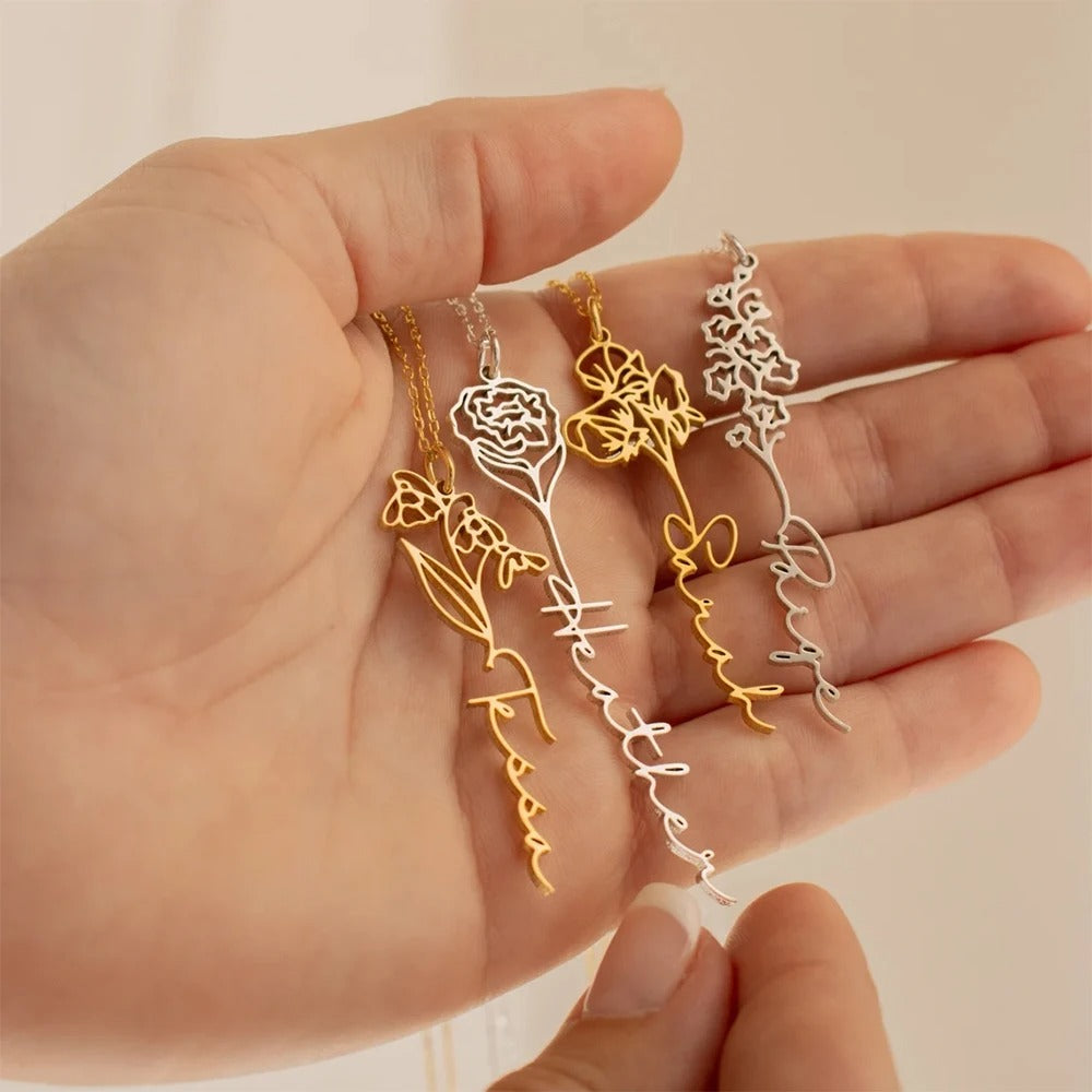 Blumen Namenskette (Personalisiert)