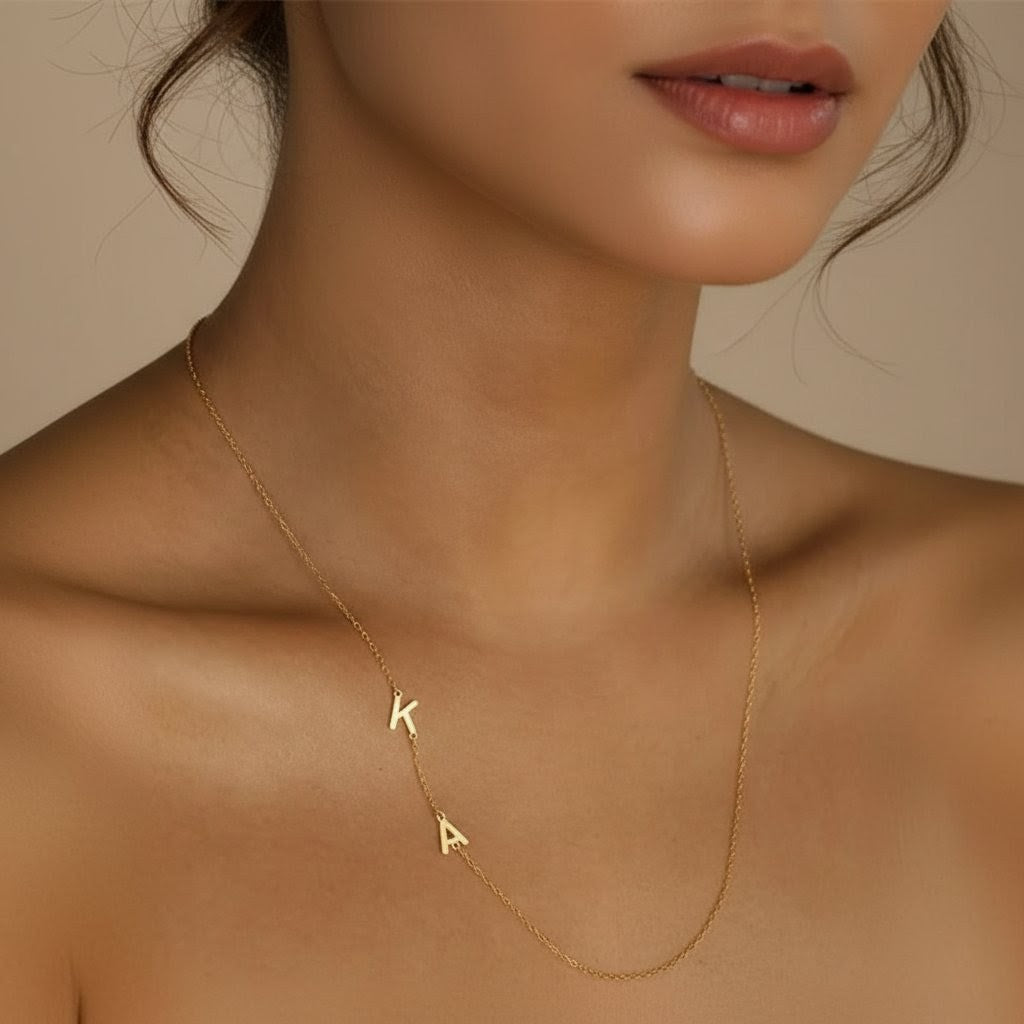 Zweier Vertikale Buchstaben Kette (Personalisiert)