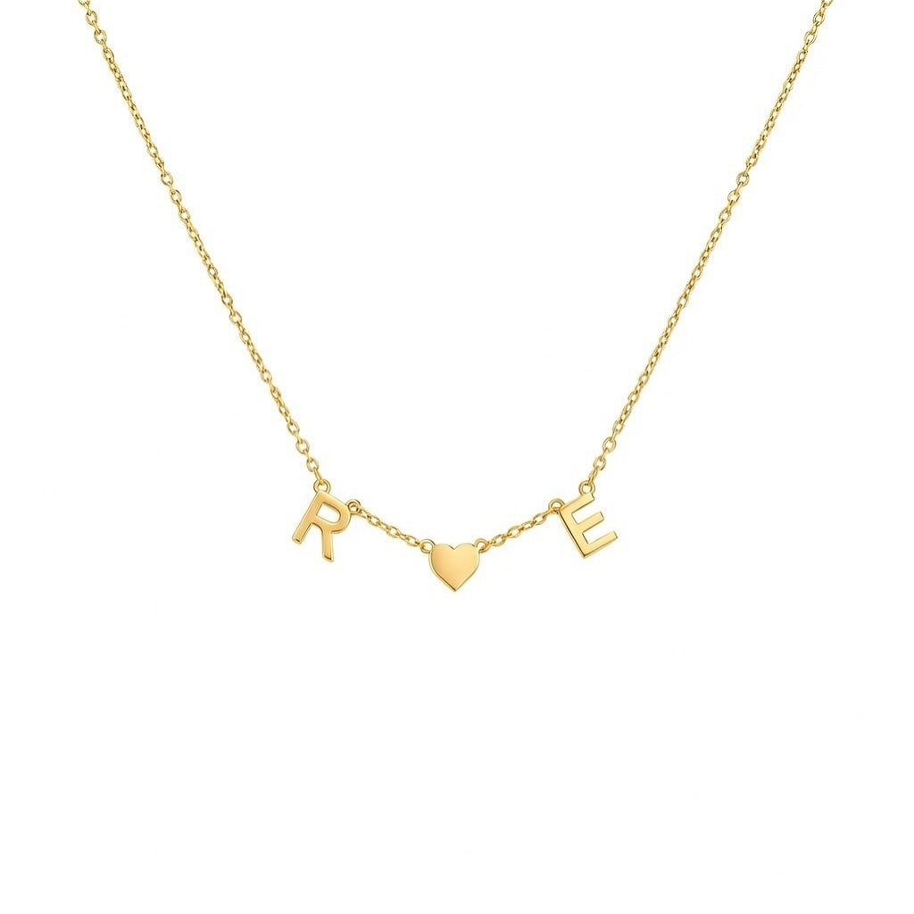 Zweier Buchstaben mit Herz Kette (Personalisiert)