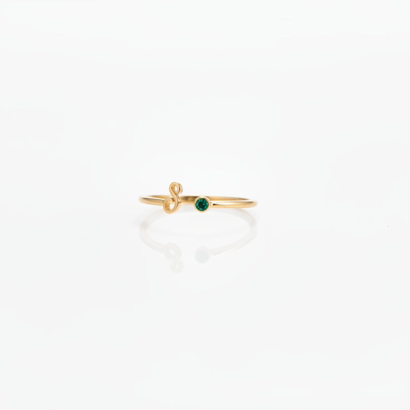 Buchstaben Geburtsstein Ring (Personalisiert)