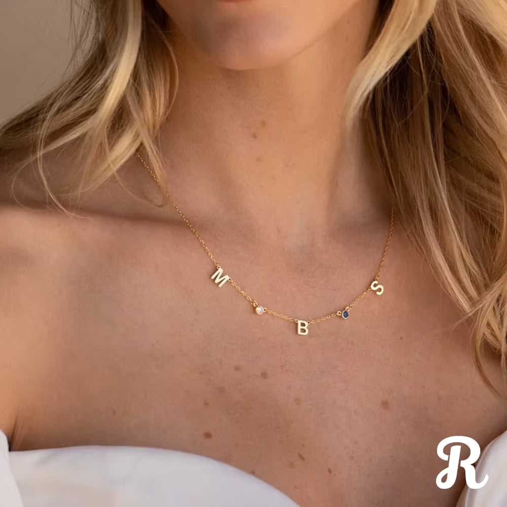 Personalized Birthstone Necklace with Letters 