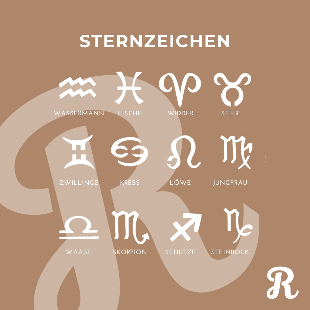 Sternzeichen mit Initialen-Herz & Geburtsstein Kette (Personalisiert)