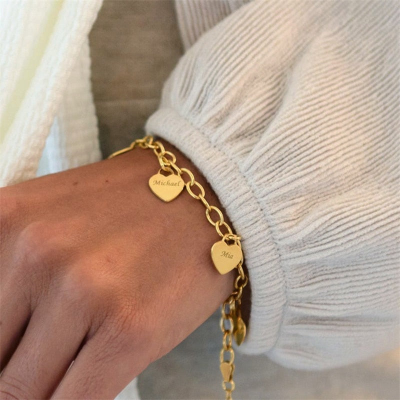 Heart Charms Bracelet (Personalized)
